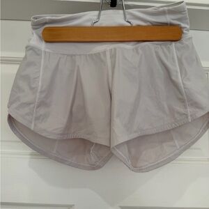 Lululemon Athletica White Athletic Shorts. Speed Up shorts, 2.5 rise.